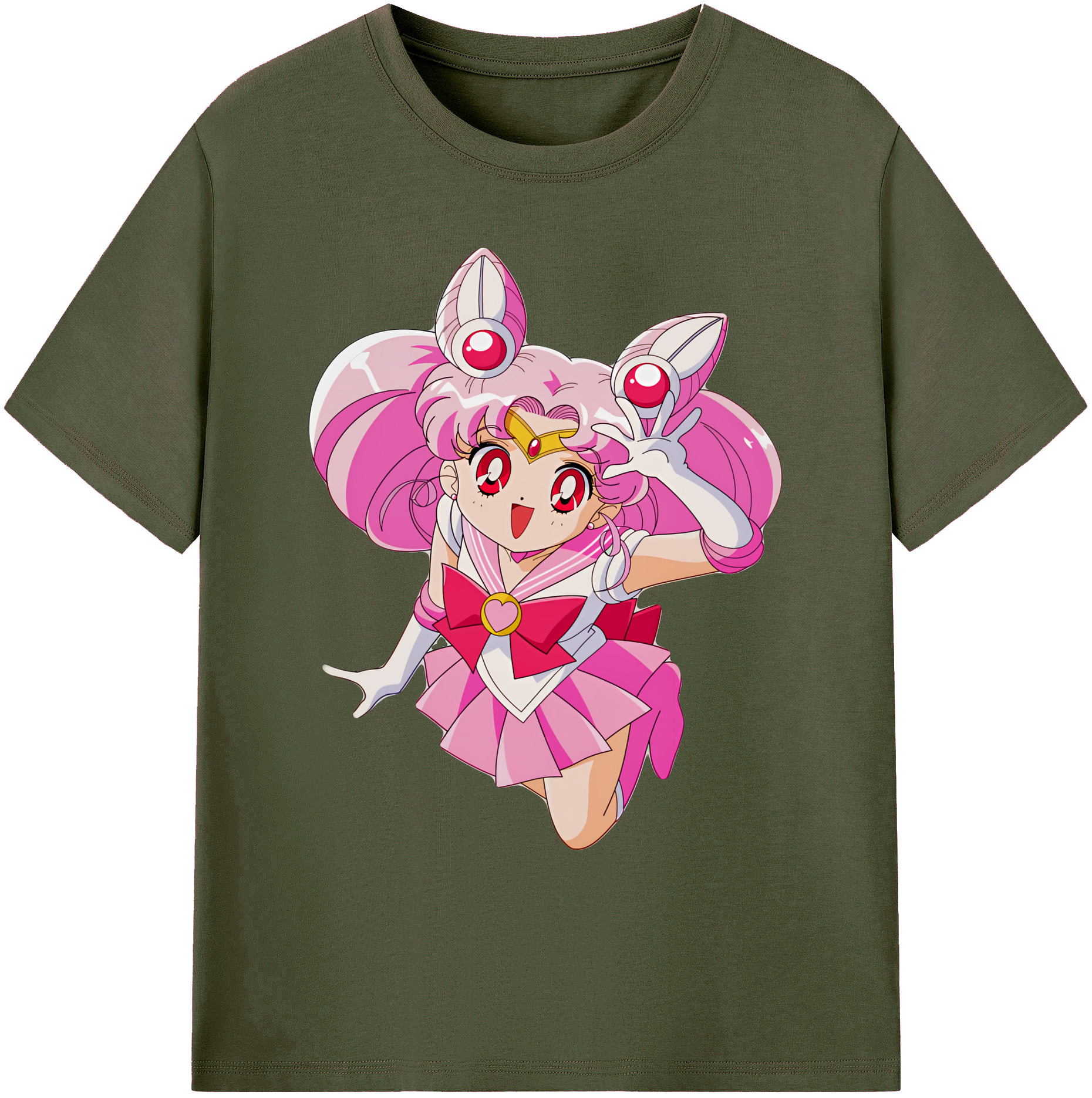 （画像用） 美少女戦士セーラームーン ちびうさ Sailor Moon Chibiusa Tsukino Usagi Small Lady Serenity 綿100％ メンズ半袖Tシャツ｜肌触りやわらか＆通気性